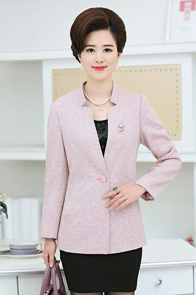 

2017 autumn plus size 5xl middle-aged women blazer elegant single buckle clothes blazer suit female suit jacket w816, White;black