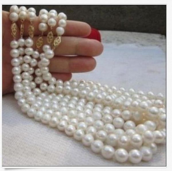 

wholesale 6pcs 9-10mm genuine white south sea pearl necklace 18" 14k gold, Silver