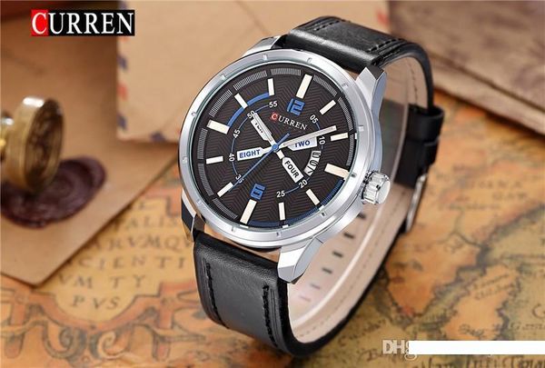 

curren luxury clastic quartz watch casual fashion leather watches reloj masculino men watch sports watches 8211, Slivery;brown