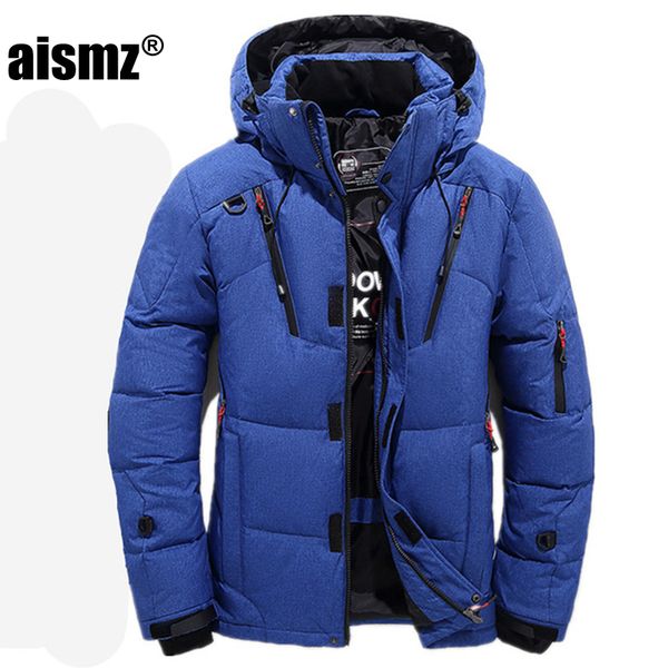 

aismz 90% white duck thick down jacket men coat snow parkas male warm brand clothing winter down jacket outerwear, Black