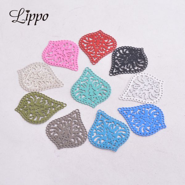 

50pcs ac4188 21mm*27mm silver water drop connectors blue charms earrings pendant, Bronze;silver