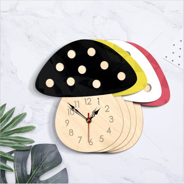 

selling 2018 products kindergarten cartoon wall clock creative children colorful mushrooms 3d acrylic wall clock separates
