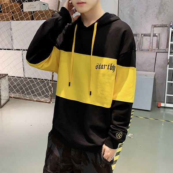 

hoodie men's hooded mixed colors loose-fit couples pullover hoodie boy's korean-style spring and autumn 2019 trend long-sleeved, Black