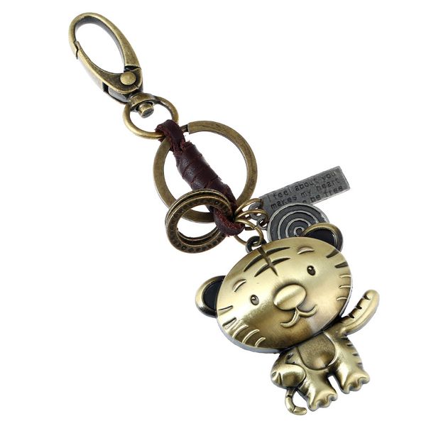 

chinese zodiac animal keychain punk leather key ring zinc alloy charm custom key chain, Silver