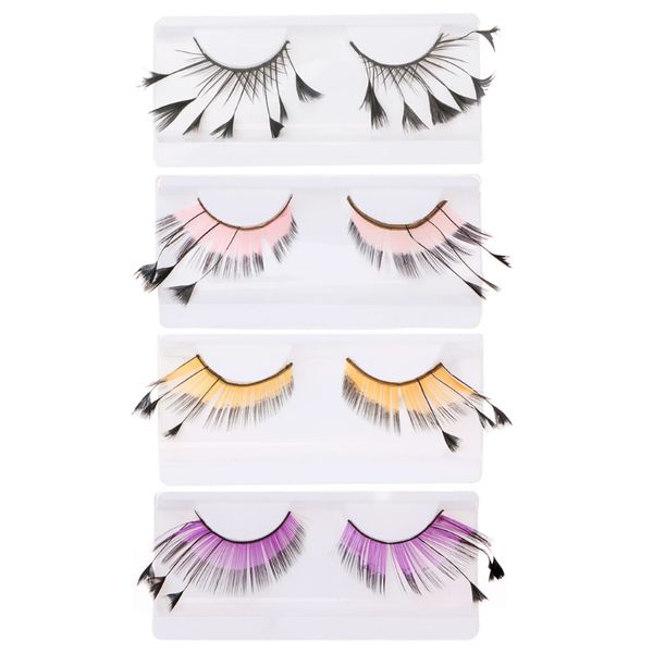 

new drama stage art form party feather false eyelashes makeup eye tail extended pro
