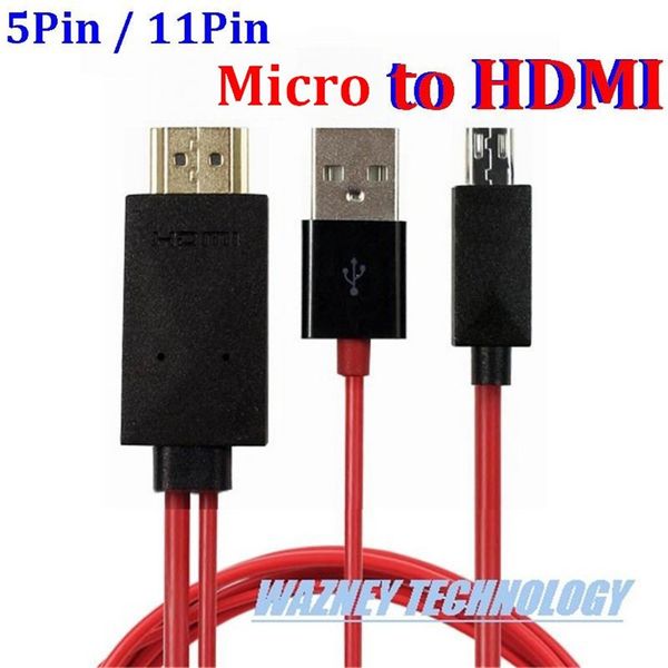 

50pcs 5pin 11pin 5 pin 11 pin micro usb to hdmi cable hdtv hd tv adapter for samsung galaxy s5 s3 s4 /note 4 2 3