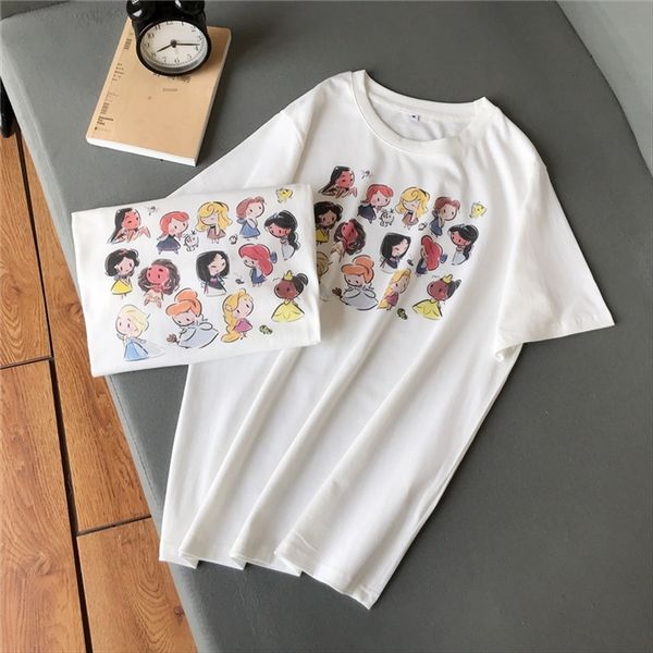 

2020 summer dress women's cartoon cute scheming short-sleeved underwear cotton cotton t- t-shirt large sports breathable base shirt, White