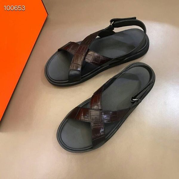 

new women's shoes high-end women's shoes luxury designer style patent leather thrill unique letters sandals tape size 38-45, Black