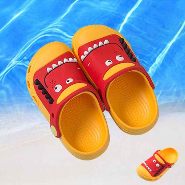 

anti slip sandals cave baby slippers toddler clogs cute cartoon wide sole wear resistant home summer beach breathable dinosaur, Black;grey