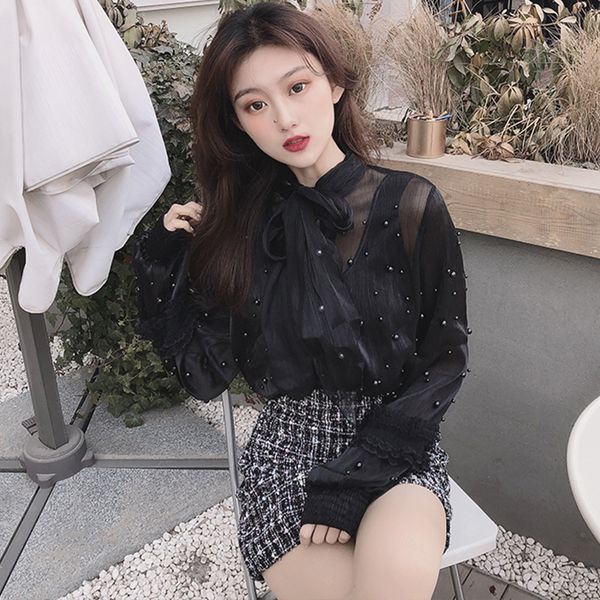 

mazefeng new spring autumn women vintage shirts casual style female casual shirts bow women solid floral long sleevet, White