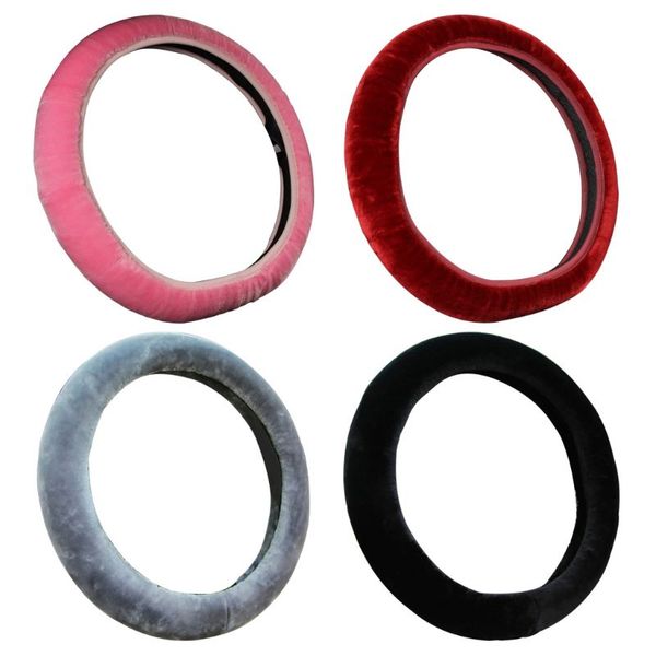 

soft plush spring steering wheel cover wool cover winter warm auto car interior q84e