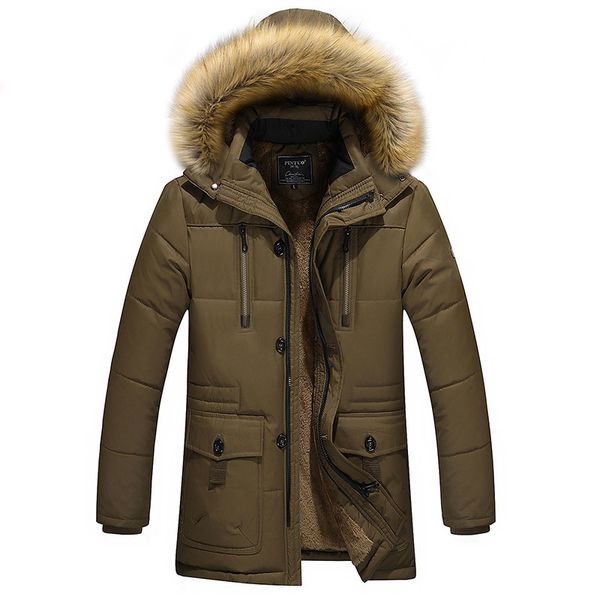 

full sleeve snow-outwear hooded big fur collar winter men duck down jacket thicken warm coat outdoor overcoat plus size 3xl-5xl, Black