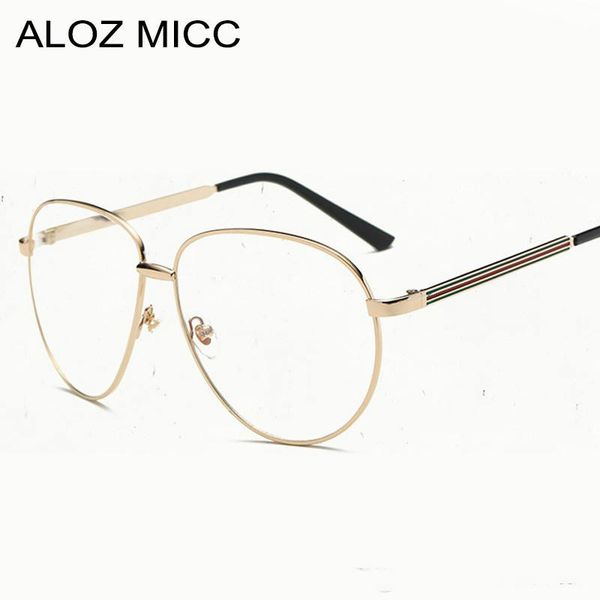 

aloz micc fashion pilot vintage metal frame frames women men's eyewear optical frame brand glasses clear glasses a106, Black