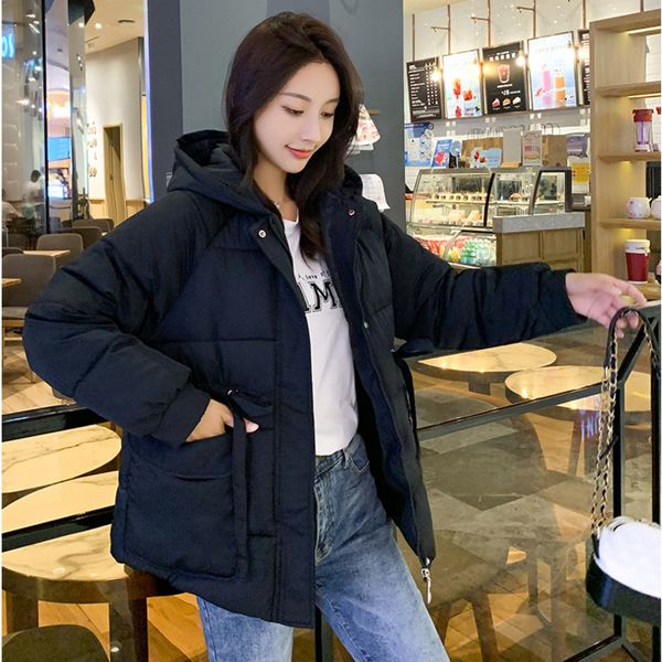 

women's down & parkas guilantu winter jacket women 2021 hooded coat female thick cotton padded short parka mjuer plus size casual ladie, Black