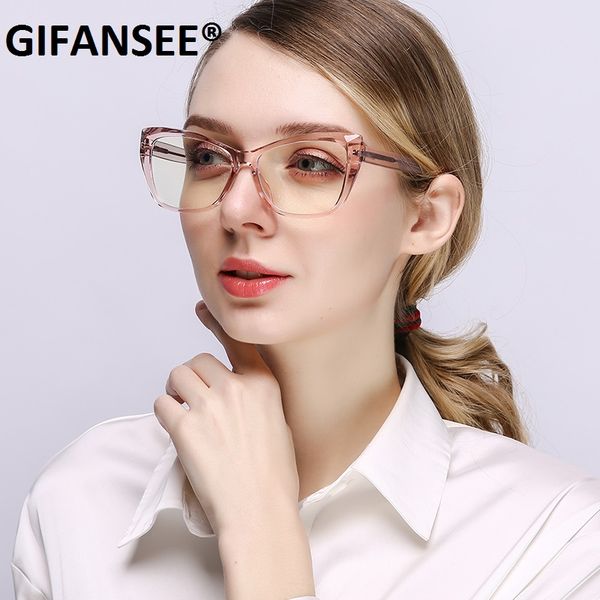 

gifansee anti blue light blocking glasses frame women tr90 cat eye computer phone clear lens shades eyeglasses uv400 eyewear, White;black
