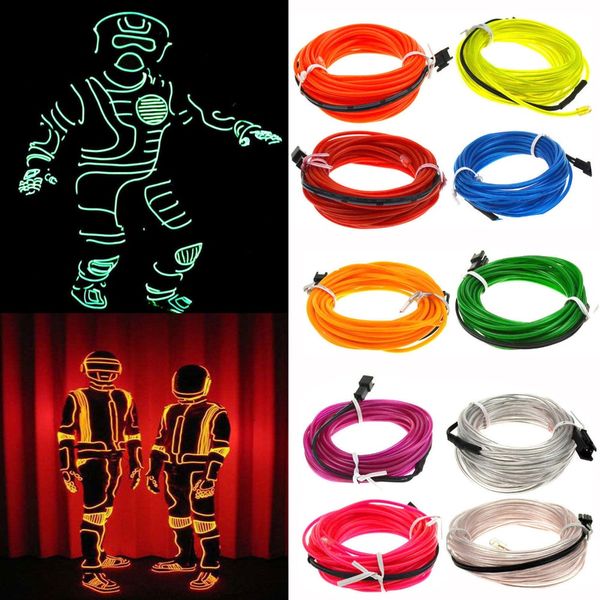 

flashing el wire neon lighting lamp 1m flexible battery power led ribbon light cold light stage props strip light 10 colors