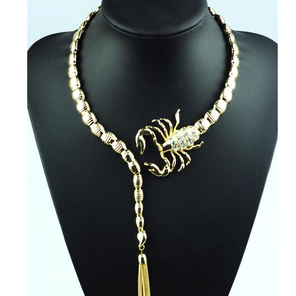 

2018 jewelry alloy scorpion tassel necklace rhinestone scorpion golden, Silver