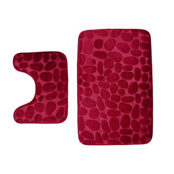 

2 pieces bathroom rug set u-shape toilet mat and carpet rug
