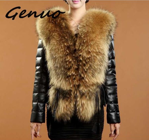

genuo new 2019 autumn and winter haining new fur one female pu short leather coat imitation braid hair collar fur fast shipping, Black