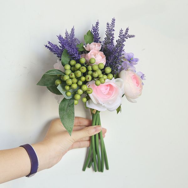 

artificial fake silk berry flower bouquet home party wedding hand holding flowers simulation floral home party supply decoration