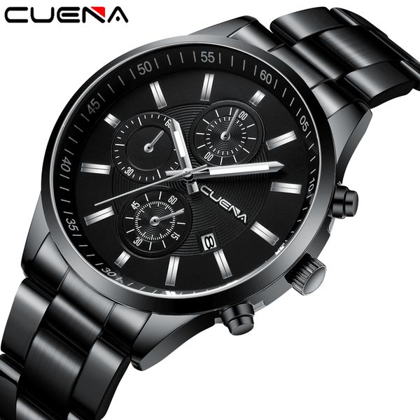 

cuena men watch fashion quartz watch mens all steel business waterproof sport mens watches relogio masculino, Slivery;brown