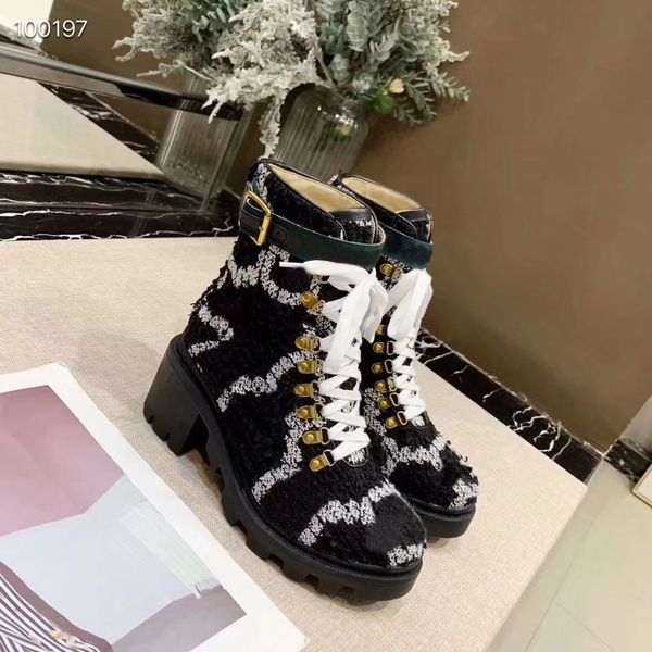 

fashion womens designer shoes vintage platform desert boot luxury black white with buckle leather martin boots winter snow boots work shoes