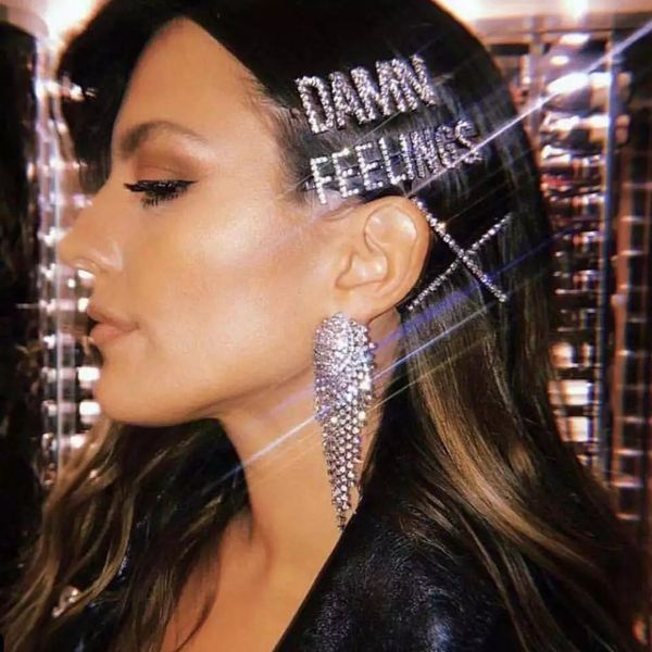 

rhinestone hair pins letter barrettes unique icon feelings for women crystal hair clip wedding party hair jewelry gift