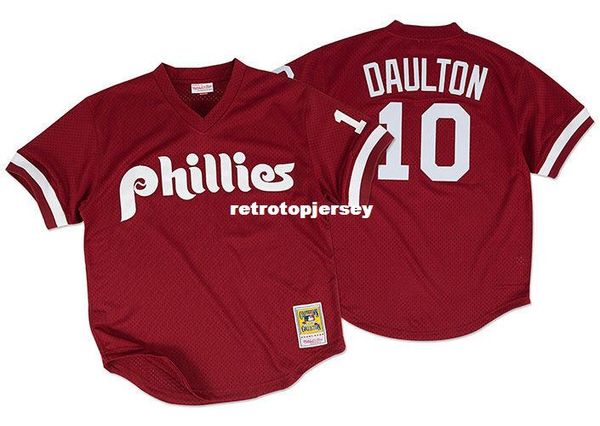 

mitchell & ness philadelphia 10# darren daulton mesh jersey throwbacks mens stitched baseball jerseys, Black;blue