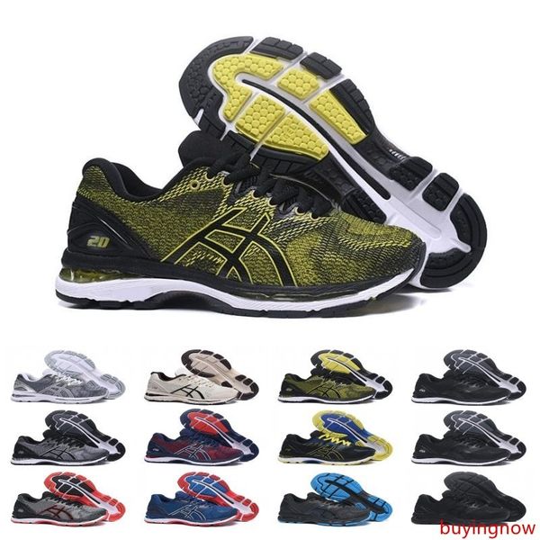 

2019 gel-nimbus 20 stability breathable running shoes for men black white blue red mens trainer fashion sports sneakers runner