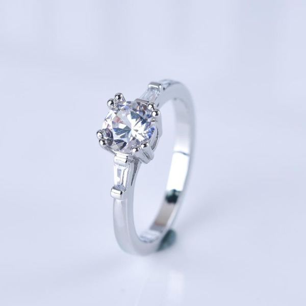 

princess sliver color simple design 4 sparkling solitaire 1ct zirconia forever wedding ring, Slivery;golden