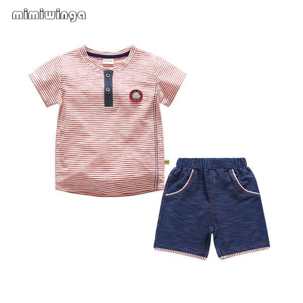 

kids clothes set 1-5 years summer spripe t shirts shorts fashion sport suits children clothing baby boy clothes, White