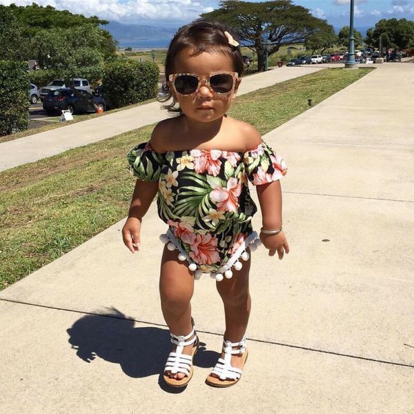 

newborn toddler baby girls off shoulder bodysuit romper jumpsuit outfits clothes