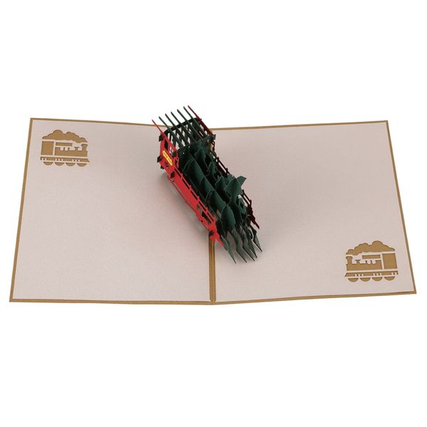 

retro 3d laser cutting paper postcard creative hand retro train birthday postcard greeting card