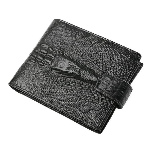 

fashion genuine leather men's wallet crocodile pattern business casual short wallets designer leather quality brown purses gift for men, Red;black