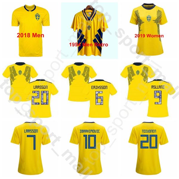 

lady men sweden women soccer 11 stina blackstenius jersey 9 kosovare asllani 17 caroline seger football shirt kits uniform home yellow, Black;yellow