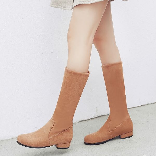 

big size 9 10 11-19 boots women woman winter boots women shoes botas splice sleeve low heel, Black