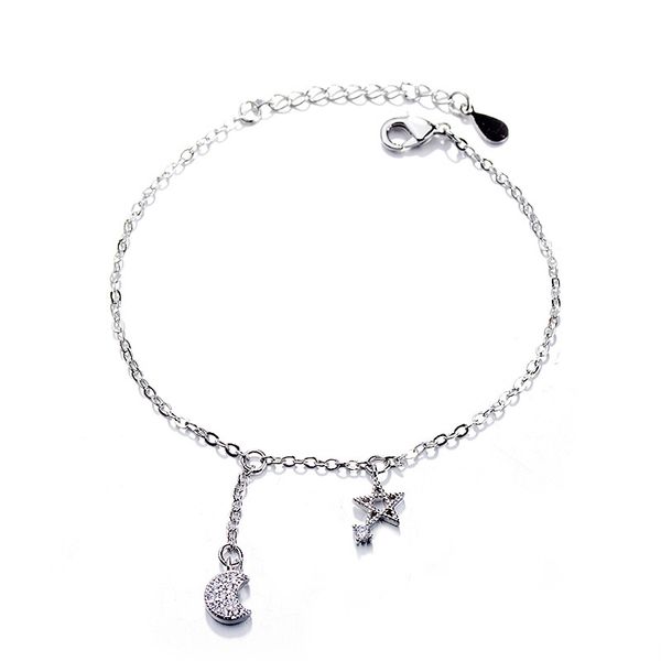 

ty65 asymmetrical star moon bracelet simple fresh pentagram bracelet, Black