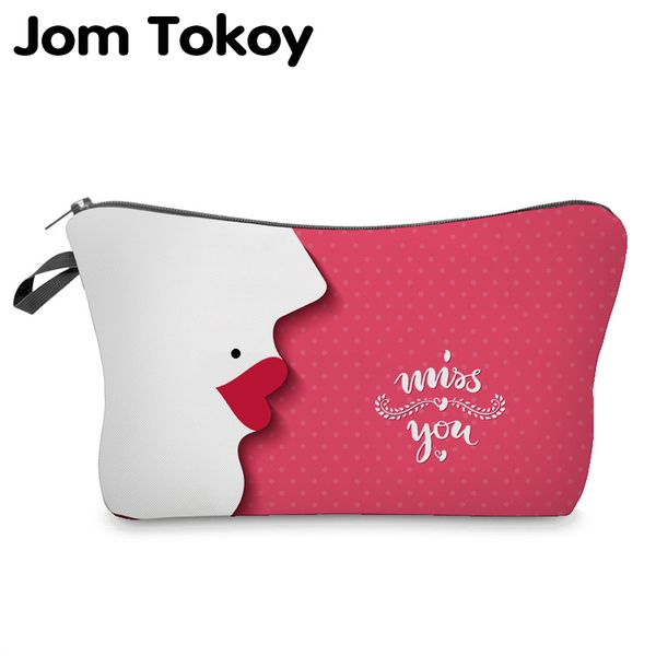

jom tokoy cosmetic organizer bag make up miss you heat transfer printing cosmetic bag fashion women brand makeup