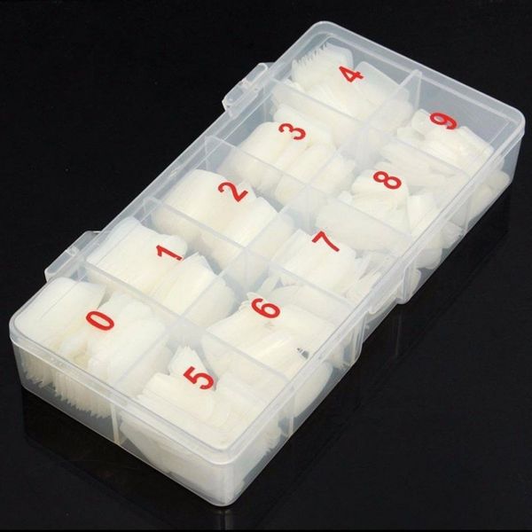 

500 pcs nude white false nail art tips french acrylic uv salon nail art tools with box, Red;gold