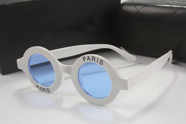 Atacado-Luxury Round Sunglasses Womens Designer Coating Glasses Paris Print 2018 New Italy Famous Ladies eyeglasses Come With Box
