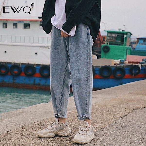 

ewq / men's clothing 2020 spring tide vintage loose casual jeans men's simple all-match fashion new pants straight trousers y297, Blue