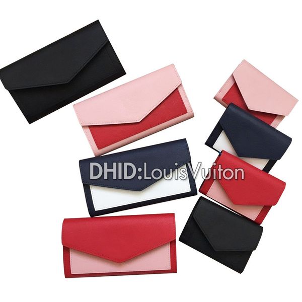 

new designer wallet women wallets purse m62948 m62647 long purses ladies luxury wallet pink leather bag fashion lady bolso handbag 8 style, Red;black