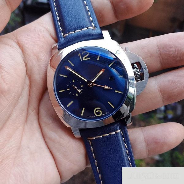 

2020 luxury designer watch men's 316l steel pam688 gmt automatic blue dial transparent caseback men mens watch watches wristwatches, Slivery;brown