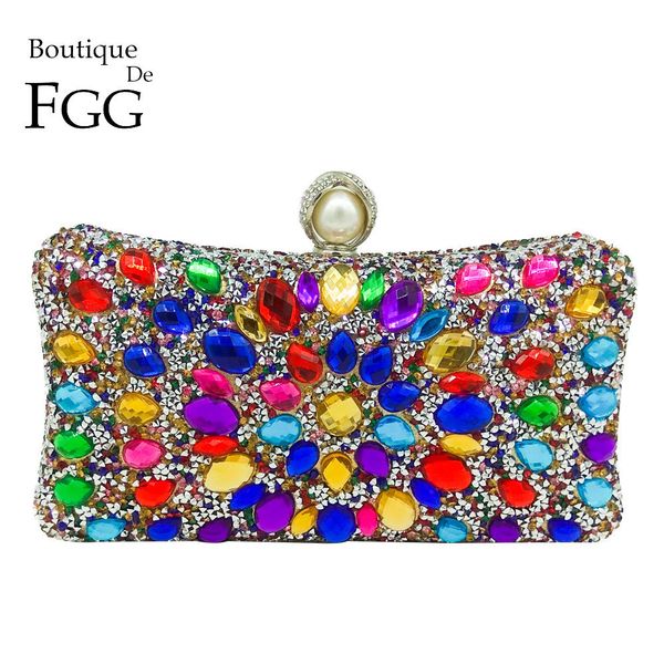 

boutique de fgg многоцветный кристалл женщины pearl бисера черный вечер металл клатчи сумка свадьба пром свадебные сумки кошелек