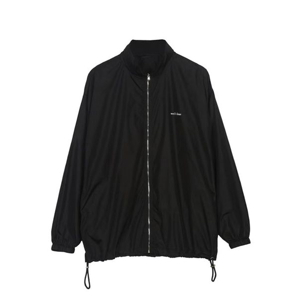 

new arrived we11 done jacket men women small logo welldone outdoor sunscreen windproof windbreaker well done coat, Black;brown