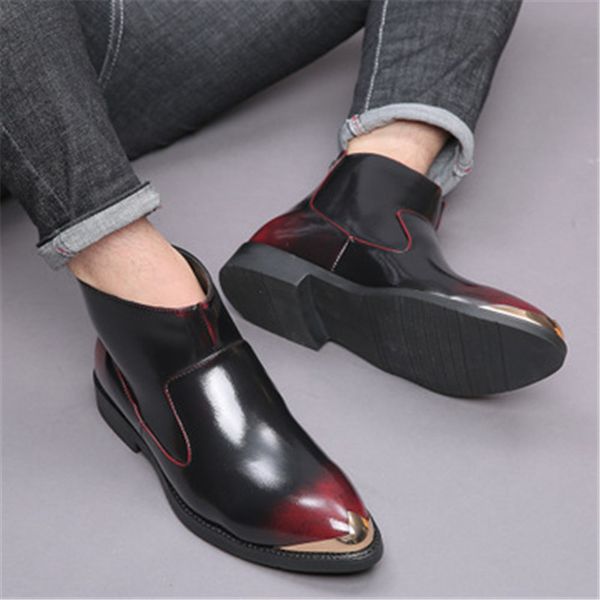 

plus size 38-46 47 48 autumn winter genuine leather ankle boots men shoes vintage classic male casual motorcycle boot, Black