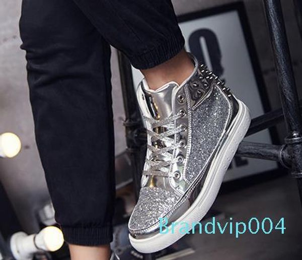 

spring autumn mens womens boots casual martin shoes men fashion male bling rivet boots trendy outdoor leather size 36-44 e3, Black