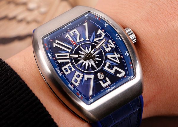 

fashion blue automatic watches men stainless steel case business wristwatch leather and rubber band male clock sports relogio masculino, Slivery;brown