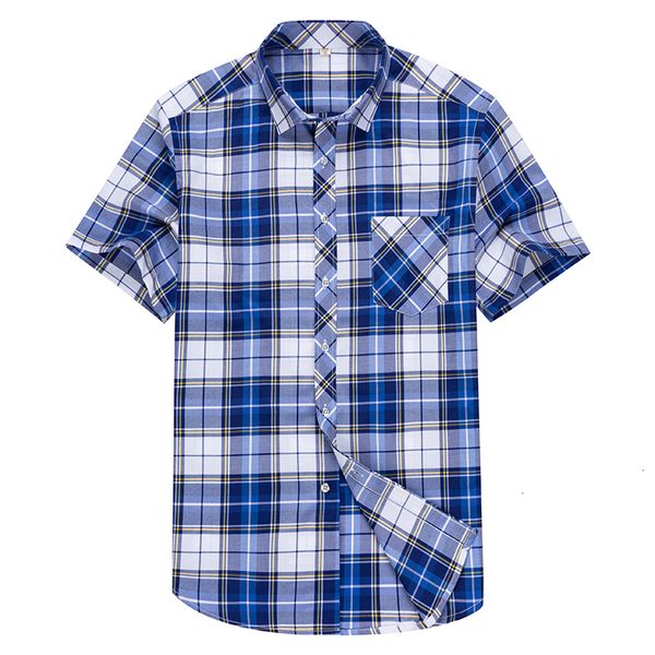 

men's shirt in minor new cotton short sleeve men's shirt button down 4xl, White;black