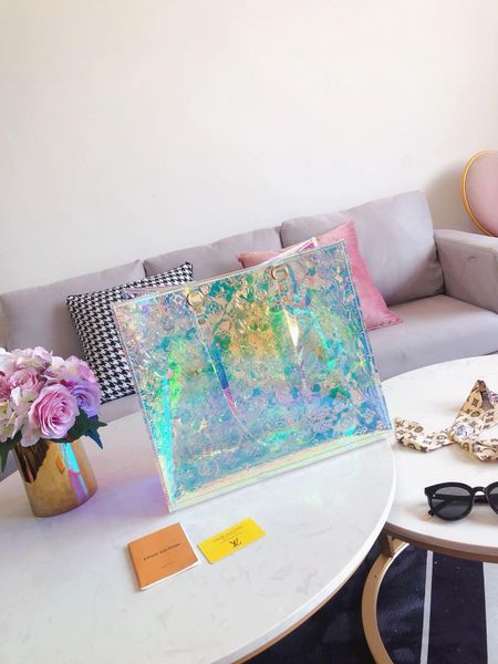 

Spring and ummer new luxury ymphony large handbag pvc poof chain hopping bag beach bag high end holiday erie ymphony tote bag